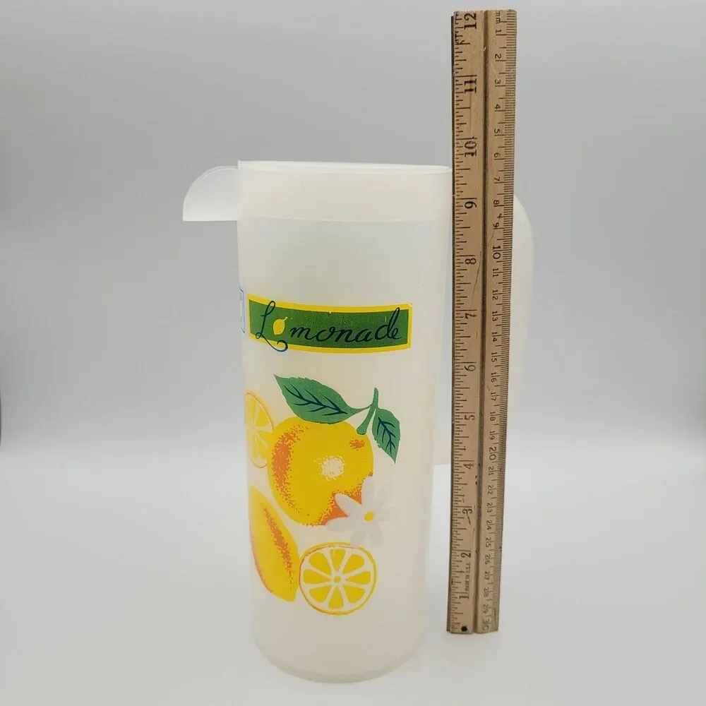 Vintage 70s Lemonade Pitcher Frosted Plastic 64oz Retro Picnic Grandmacore MCM